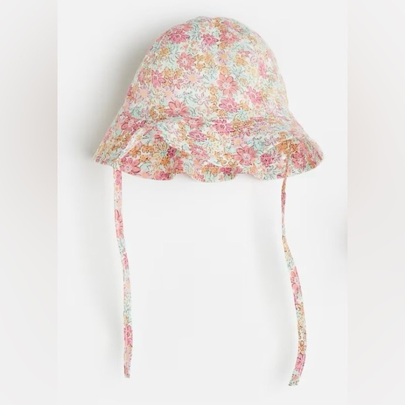 Pink Floral Cotton Sun Hat for Girls - Picture 1 of 5